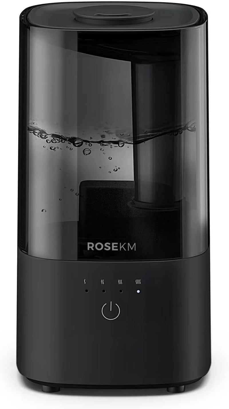 Rosekm Humidifiers for Bedroom (1.1L), Small Cool Mist Humidifier for Home Plant and Baby Nursery, Quiet Ultrasonic Humidifier with 360° Nozzle, Auto Shut-Off, Filterless, Black - Image 1